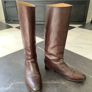 Frye Lindsay Plate knee high brown tall leather boots 9M
